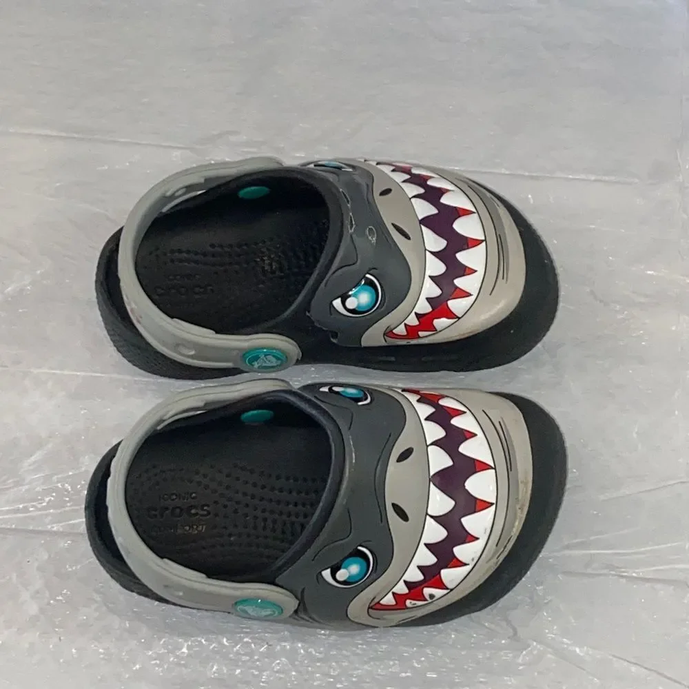 Kids Shark Clogs - Gray and Black C 8